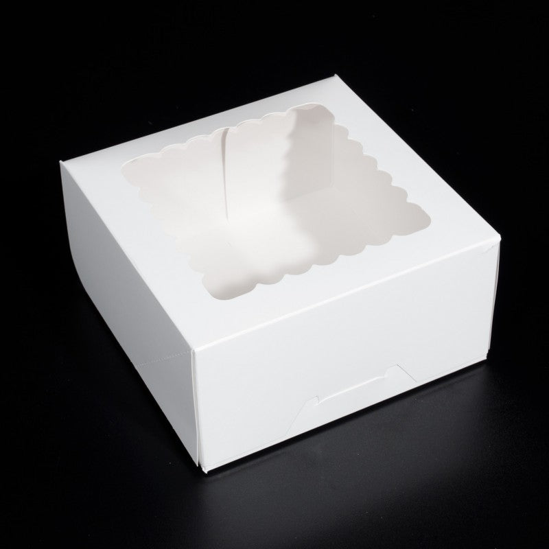 8.25 X 8.25 X 4 - Cupcake Box / Cake Box / Pie Box / Cookie Box - With Window (10 PACK)