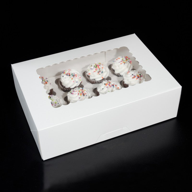 14 X 10 X 4.25 - 1/4 Sheet Cake Box / Dozen Cupcake Box / Cookie Box - With Window (10 PACK)